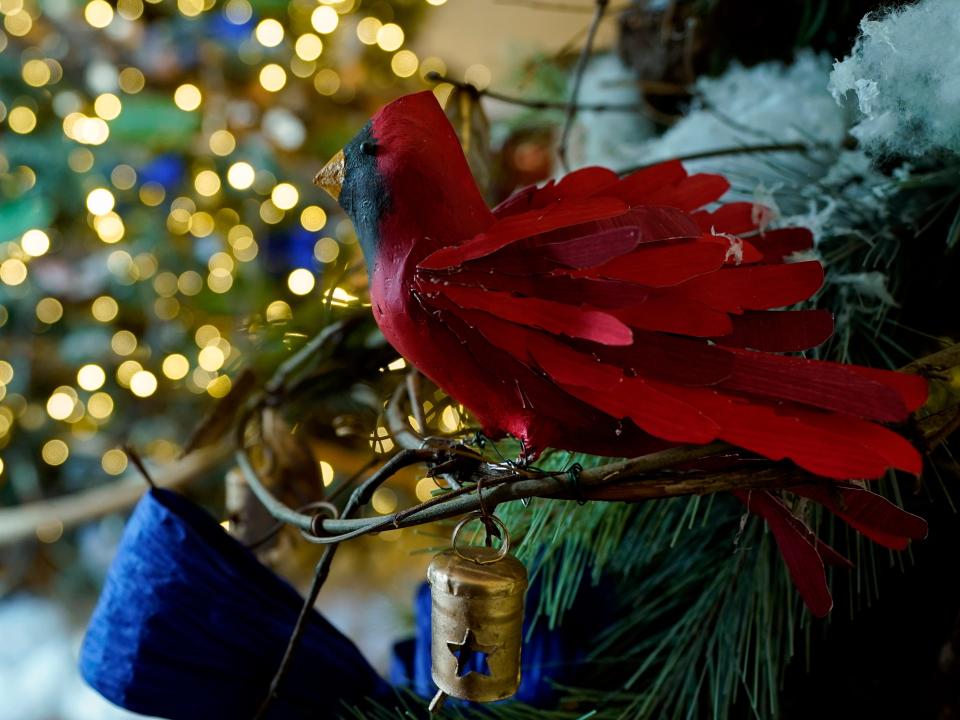 Red cardinal decorations at the White House