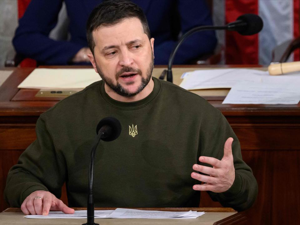 Volodymyr Zelensky addresses the US Congress in his first trip abroad since Russia’s invasion (Mandel Ngan/AFP via Getty Images)