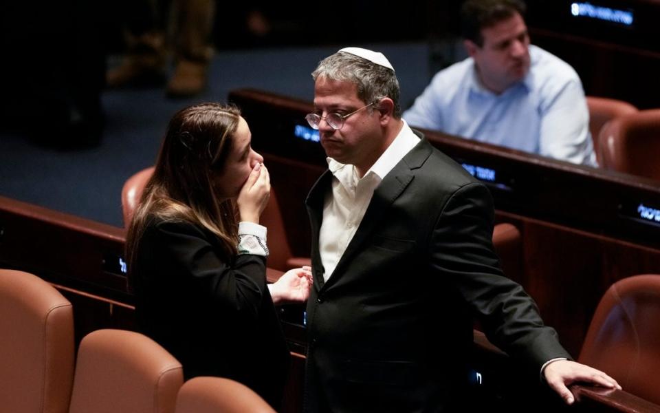 Police minister Itamar Ben-Gvir (centre) is a controversial figure in the Israeli government - AP Photo/Maya Alerruzzo