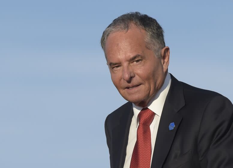 Isaac "Ike" Perlmutter, an Israeli-American billionaire, and the CEO of Marvel, walks down the steps of Air Force One at Andrews Air Force Base in Md., Monday, Feb. 6, 2017. (AP Photo/Susan Walsh)