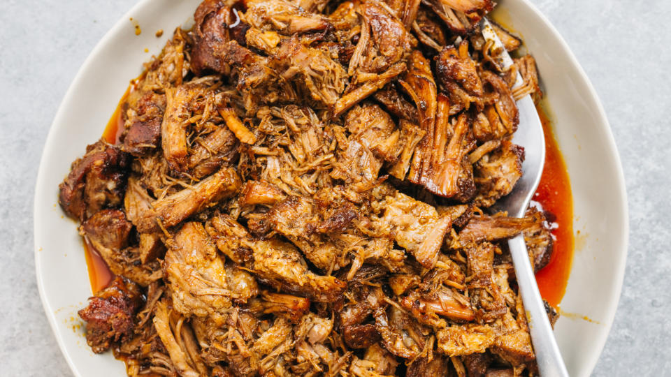 A platter of pulled pork.