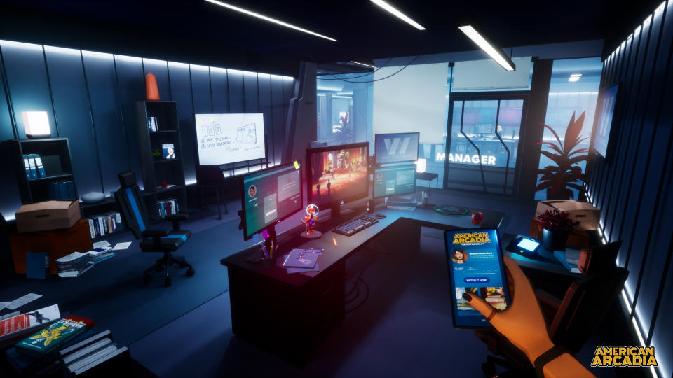 Screenshot image from American Arcadia depicting a retro-futuristic 1970s world