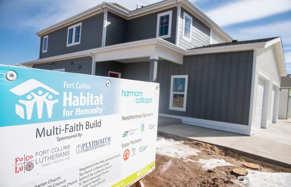 Construction on Harmony Cottages in Fort Collins is pictured in March 2020.