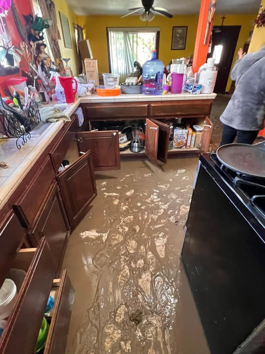 Damage from the floodwaters inside Maria Urbieta's home in Pajaro, Calif., on March 23, 2023. (Courtesy Luis Alejo)