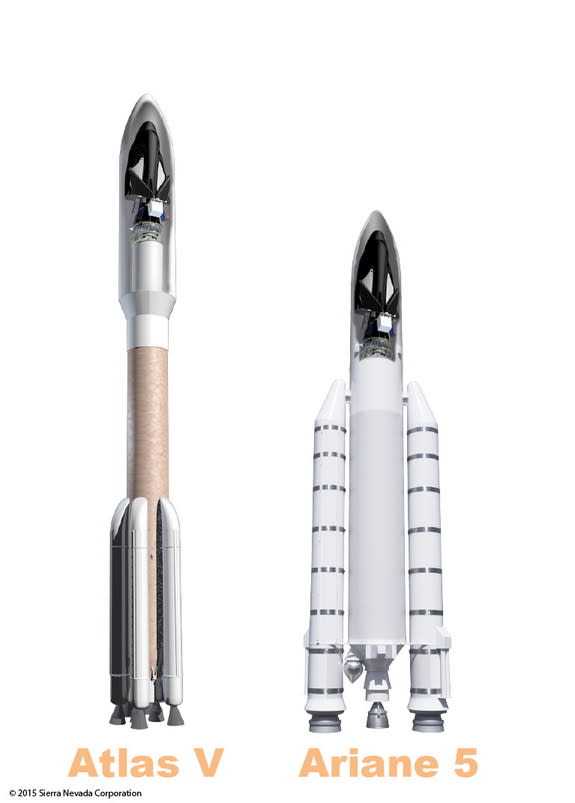 Sierra Nevada's Dream Chaser spacecraft will be compatible with the Atlas V and Ariane V booster rockets.