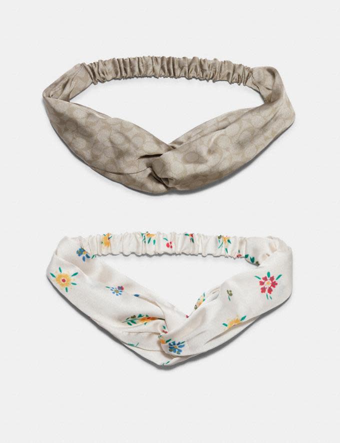 Signature And Spaced Wild Meadow Print Headbands Set - Coach Outlet