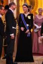 <p>Kate Middleton pulled out her best formal attire for a diplomatic reception at Buckingham Palace. The Duchess wore a <a href="https://www.townandcountrymag.com/society/tradition/a30170423/kate-middleton-royal-family-order-gvco-sash-diplomatic-reception-2019/" rel="nofollow noopener" target="_blank" data-ylk="slk:blue sash and yellow pin to the event;elm:context_link;itc:0;sec:content-canvas" class="link ">blue sash and yellow pin to the event</a>, which were her newly granted royal orders. The items were bestowed upon her by the Queen when she was granted the Dame Grand Cross of the Royal Victorian Order.</p>