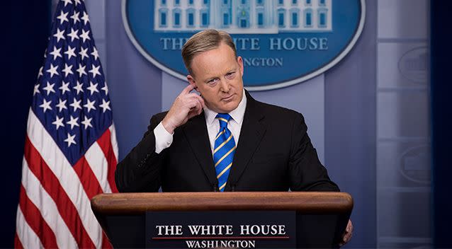 White House press secretary Sean Spicer photographed during his January 24 press briefing in Washington DC. Photo: Getty Images