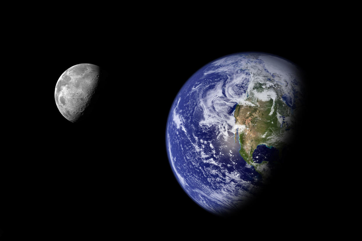 Planet Earth and moon from space Getty Images/photovideostock/NASA