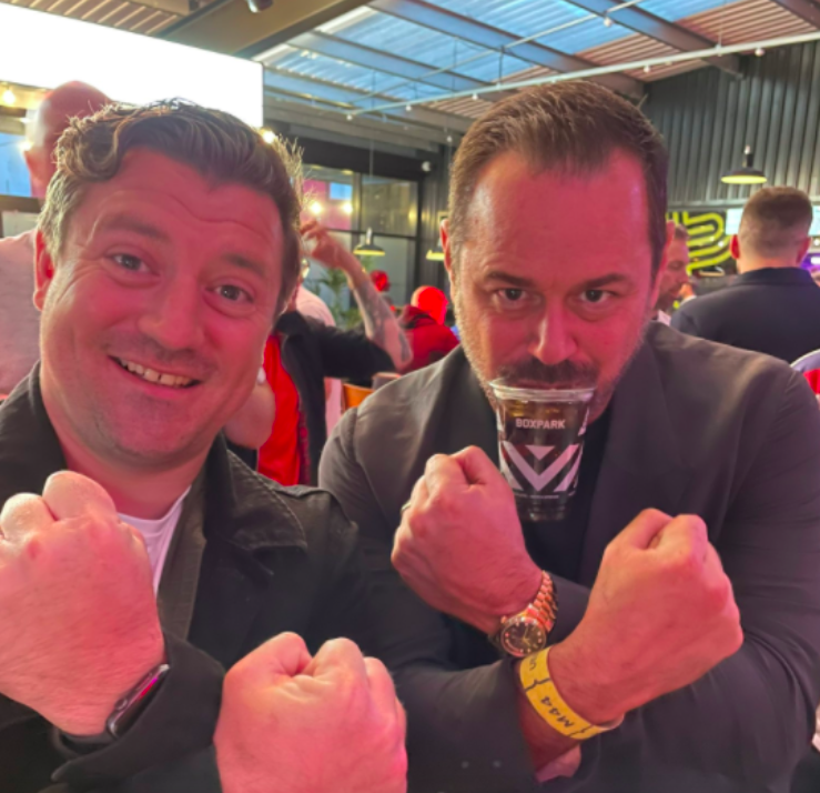 Actor Danny Dyer (right) partied as England secured victory against German at Wembley Stadium. (Twitter)