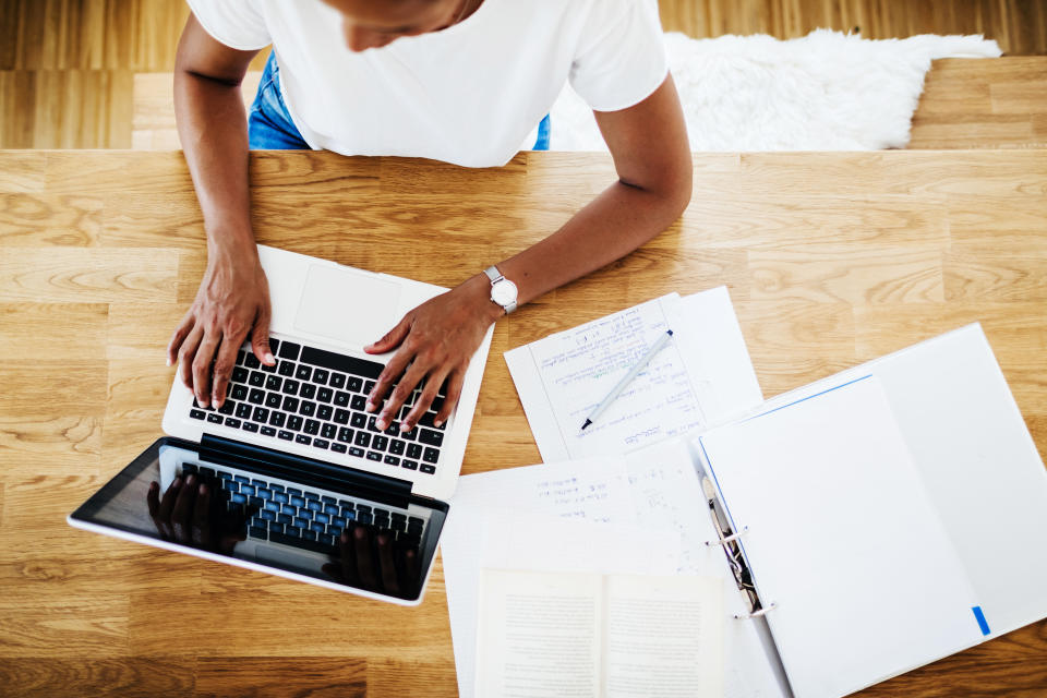 Woman working from home