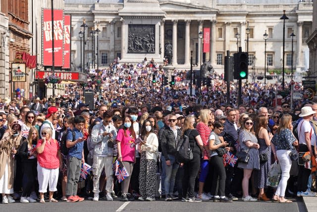 Crowds near Trafalgar Square ahead of the ceremony 