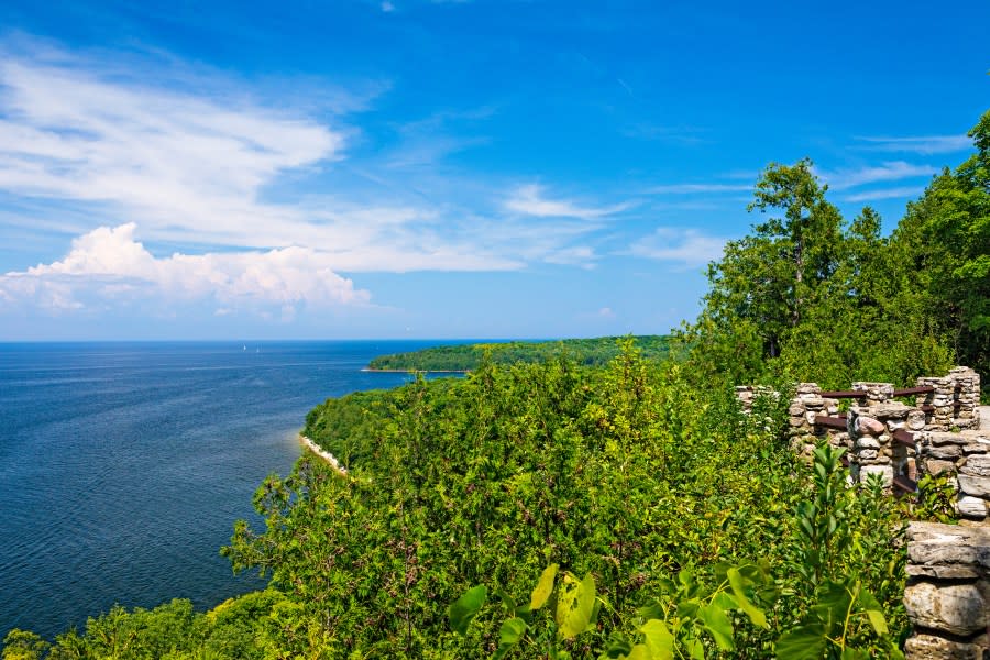 View from Sven’s Bluff Scenic Overlook in Peninsula State Park in Door County, Wisconsin