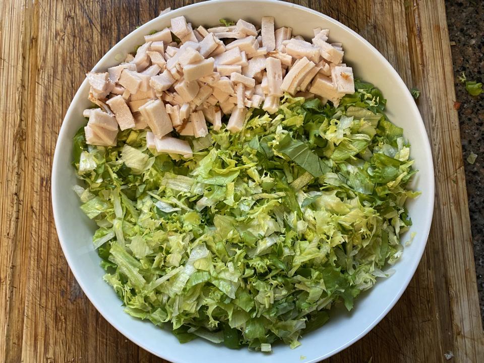 Three types of lettuce make up the Hollywood Brown Derby Cobb Salad. (Photo: Megan duBois)