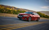 <p>Nissan cast five new wheel designs for each trim (up to 19 inches on the new Platinum Reserve) and added Sunset Drift (the orange seen on <a rel="nofollow noopener" href="http://caranddriver.com/nissan/altima" target="_blank" data-ylk="slk:the 2019 Altima;elm:context_link;itc:0;sec:content-canvas" class="link ">the 2019 Altima</a>) to the Maxima's color palette.</p>