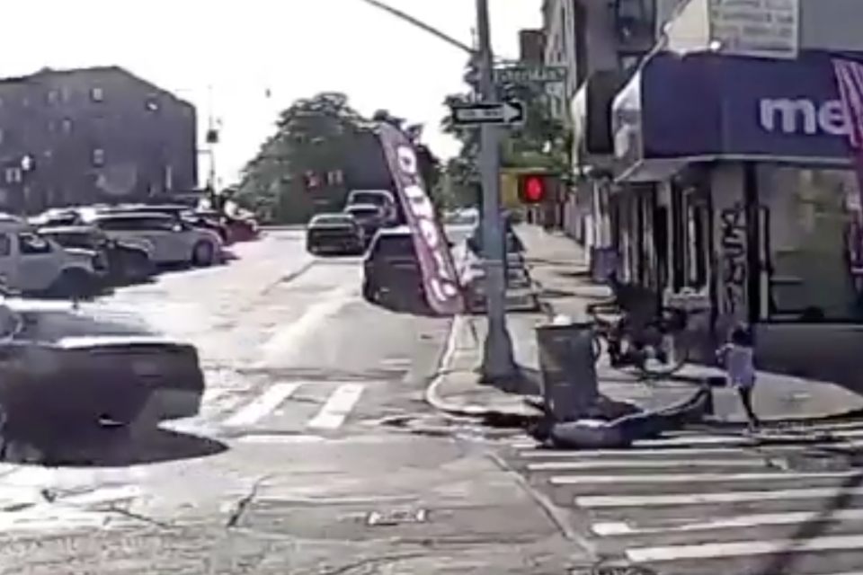 After the man is hit, his daughter runs away and the car pulls off (NYPD)