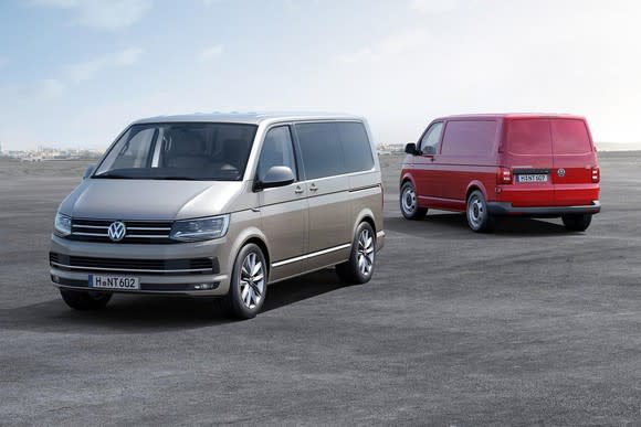 Front and back view of VW T6 Transporter van