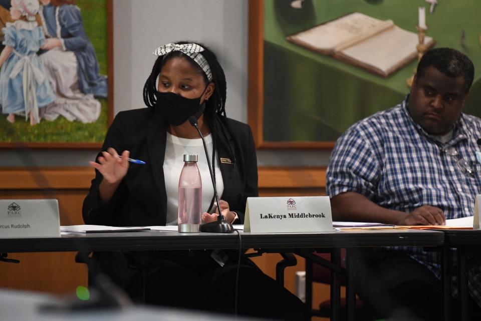 LaKenya Middlebrook, Knoxville’s first director of community safety, speaks at a Knoxville Police Advisory and Review Committee meeting in the City-County Building on Aug. 26.