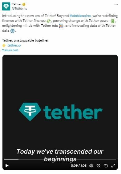 Tether anuncia cuatro nuevas divisiones comerciales