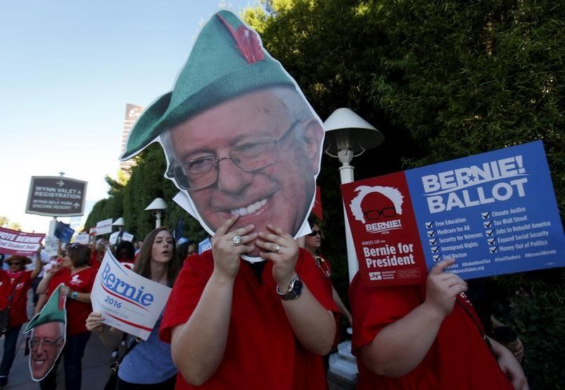 Oct. 13, 2015 — Bernie supporters before the debate