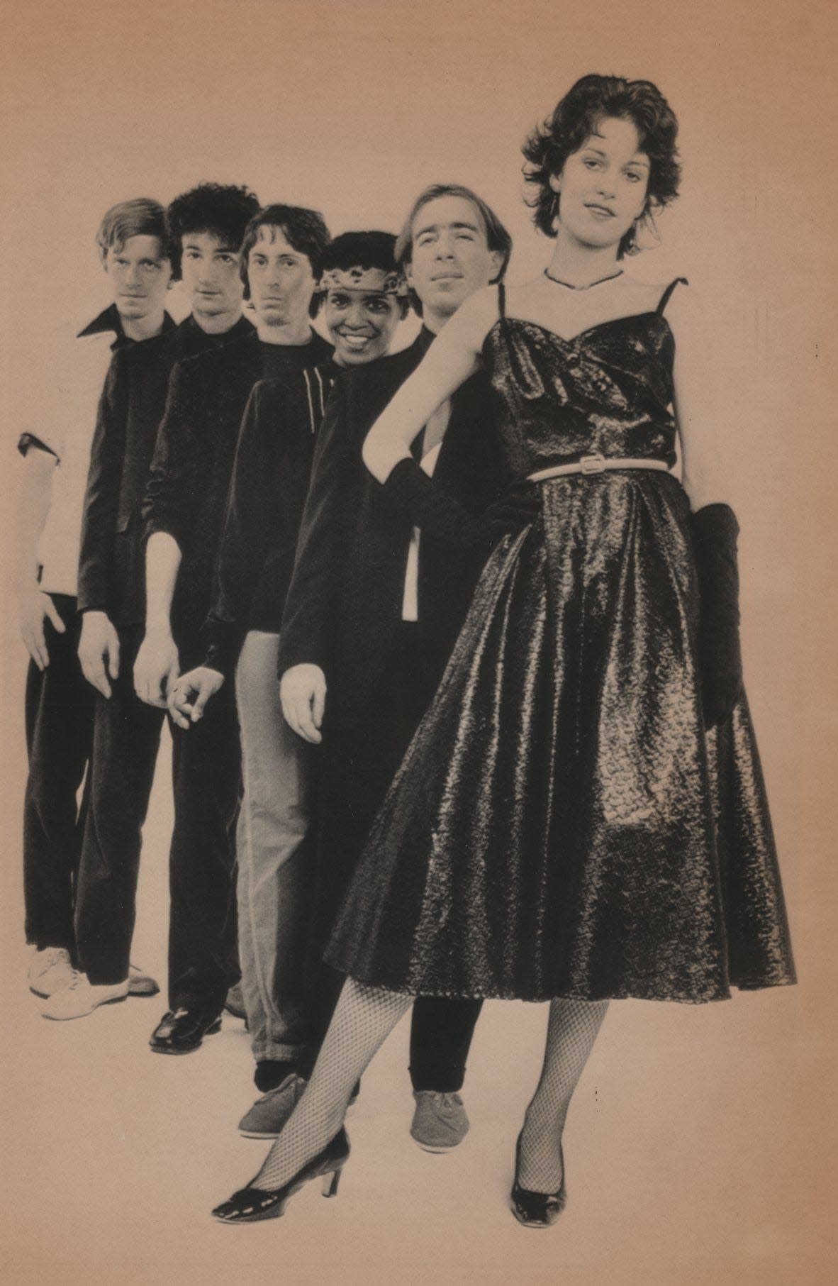 The Waitresses in a 1982 publicity photo performed "Christmas Wrapping" a holiday standard.