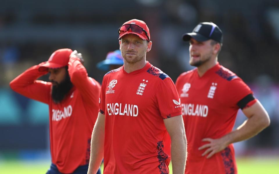 Jos Buttler looks on after his side's defeat (Getty Images)