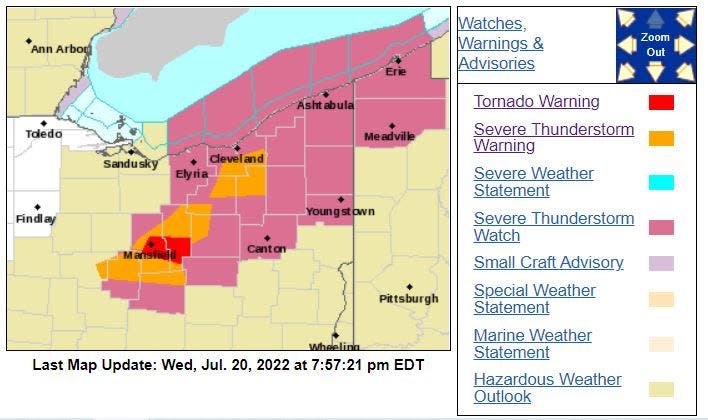 Severe weather moving through the area Wednesday evening.