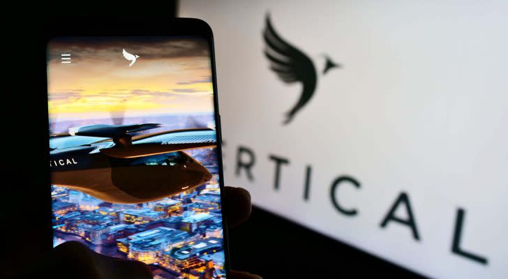 The logo for Vertical Aerospace (EVTL) displayed on a smartphone screen.