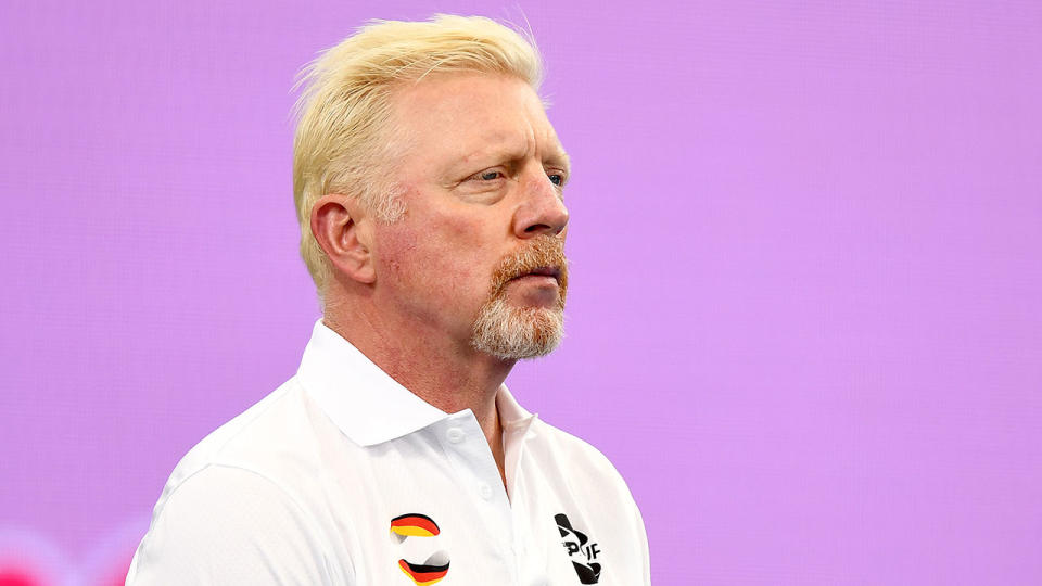 A concerned Germany captain Boris Becker watches Alexander Zverev lose at the ATP Cup.