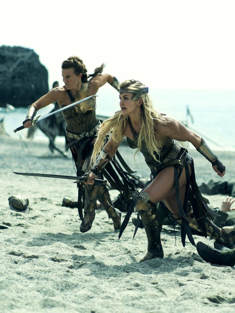 Madeleine Vall Beijner and Brooke Ence during the first fight scene in "Wonder Woman." (Warner Bros)