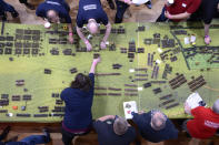 An aerial view of the meticulous table top battle.