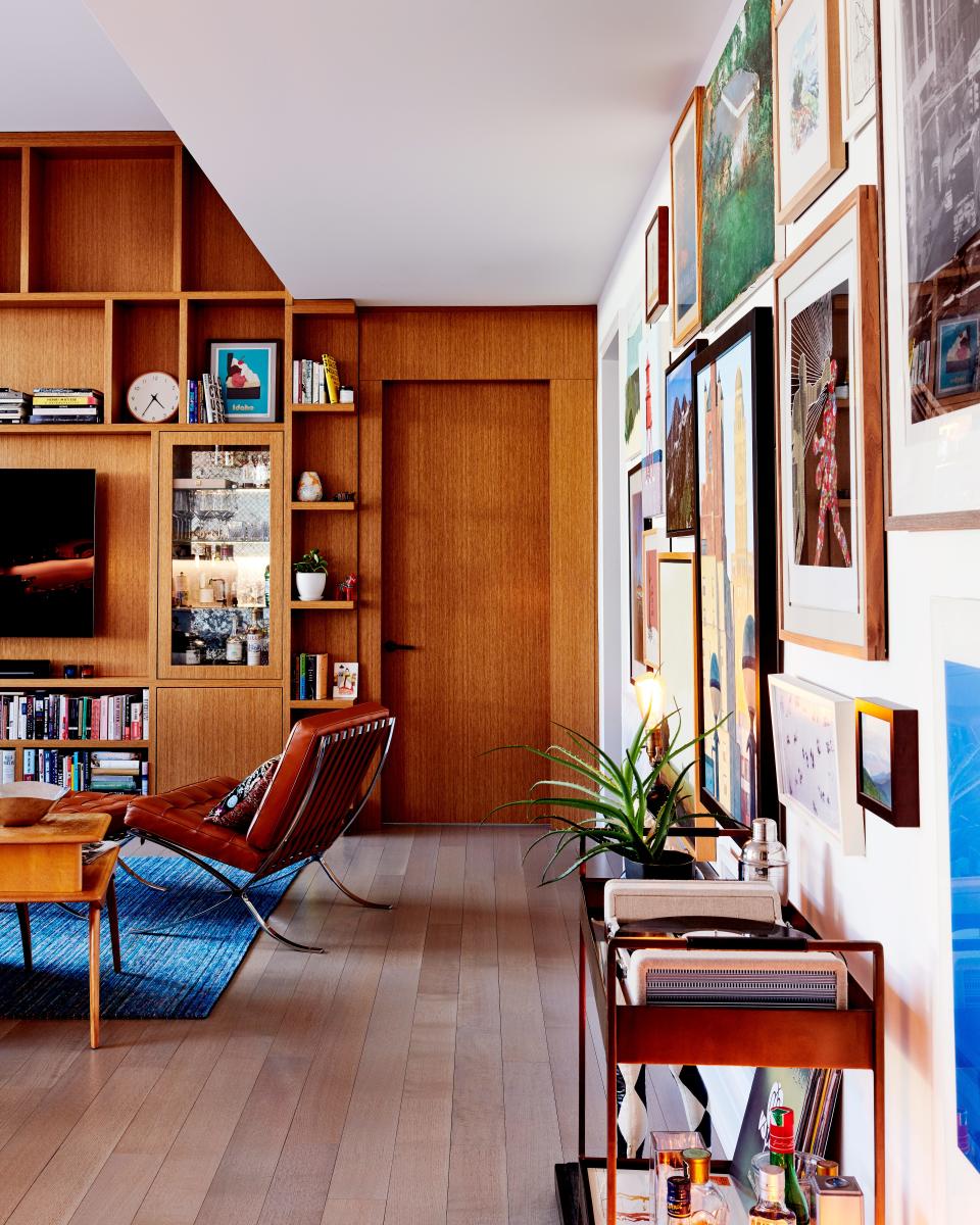 “We had the doors switched out so it looks like you’re walking through the bookcase to get to the bedroom,” says Isabella.