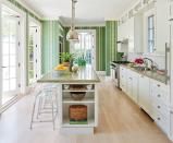 <p>This kitchen proves that paint isn't the only way to infuse your space with a little color. Verdant wallpaper with a classic sensibility gives this kitchen timeless style. </p>