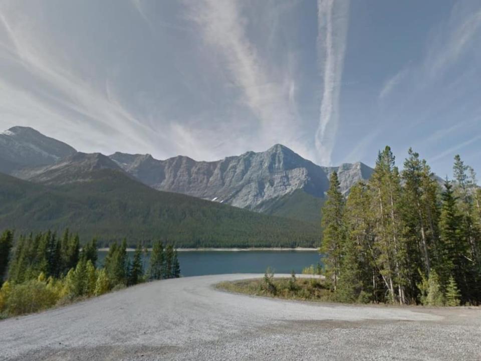 A screenshot from Google Maps shows the reservoir in Spray Lakes Provincial Park near Canmore. (Google Maps - image credit)