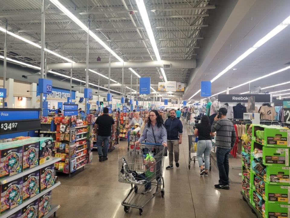 shoppers at a Wal-Mart