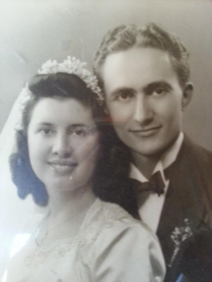 The 1939 wedding photo of Richard and Mary Alba. Sgt. Alba died in 1945. He was shot by a soldier test-firing a gun in the barracks.