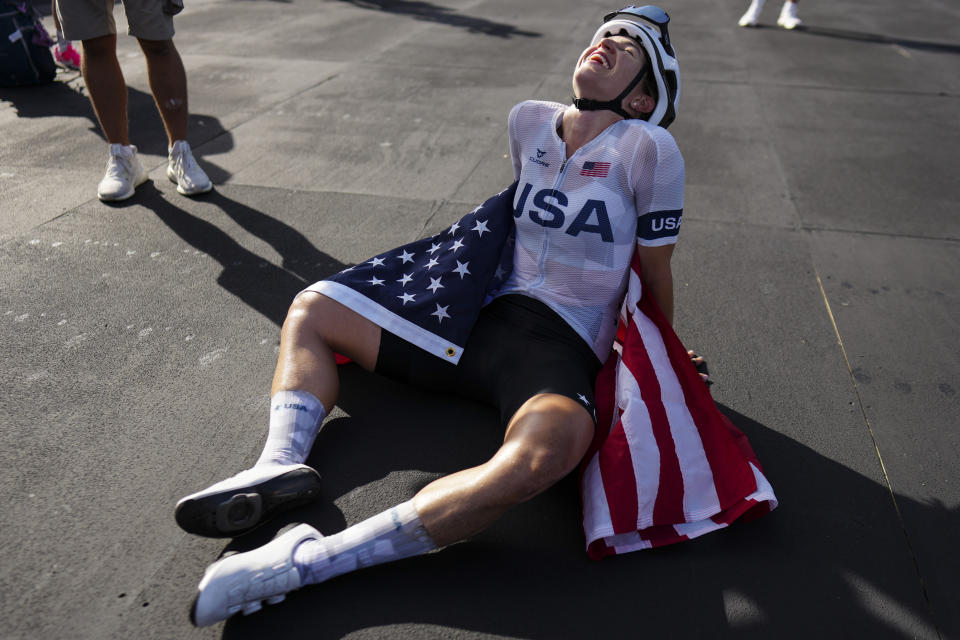 US rider Kristen Faulkner sprints clear to win women's road race at