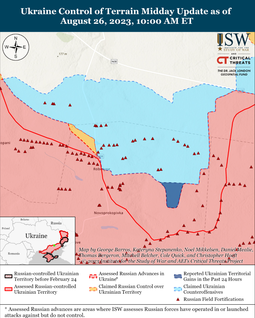 Russia appears to have also made gains west of Robotyne (Institute for the Study of War)