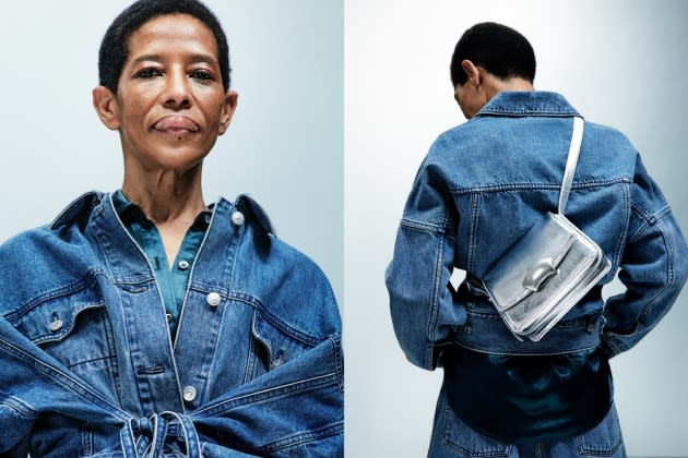 FWRD Renew Chanel Medium Double Flap Denim Bag in Blue