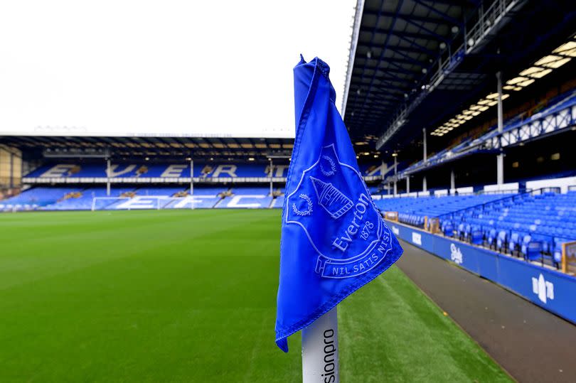 A general view of a corner flag at Everton's Goodison Park ground