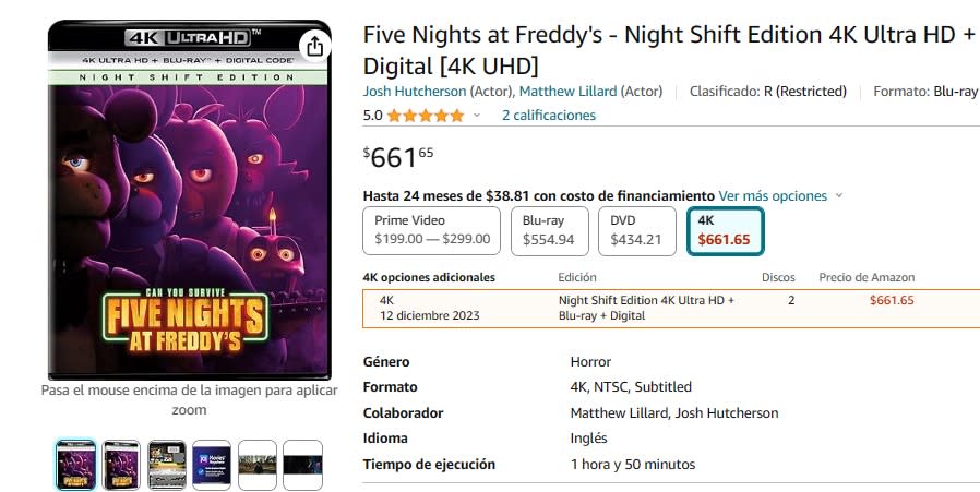 Five Nights at Freddy's: La Película llegó a Blu-ray 4K