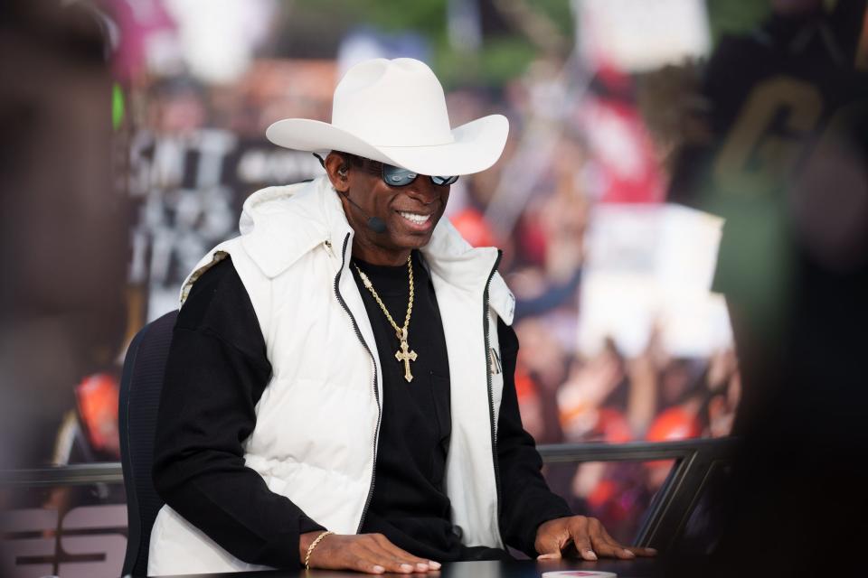 Deion Sanders appears on ESPN's "College GameDay."