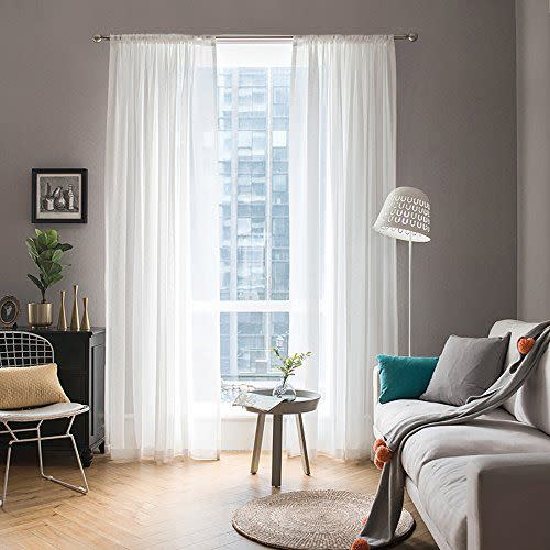13) MIULEE Solid Color White Sheer Curtains