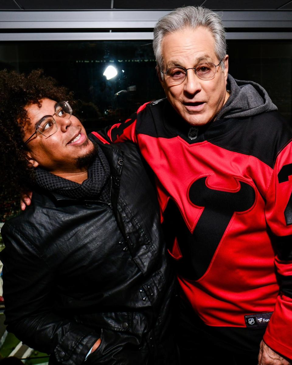 Jake Clemons and Max Weinberg of Bruce Springsteen and the E Street Band shown Feb. 17 at the New Jersey Devils and Philadelphia Flyers game at MetLife Stadium in East Rutherford.