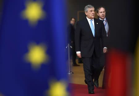 European Parliament President Antonio Tajani arrives at the EU summit in Brussels, Belgium, March 9, 2017. REUTERS/Dylan Martinez