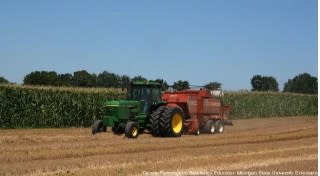 Big square baler harvesting wheat straw for production of cellulosic ethanol