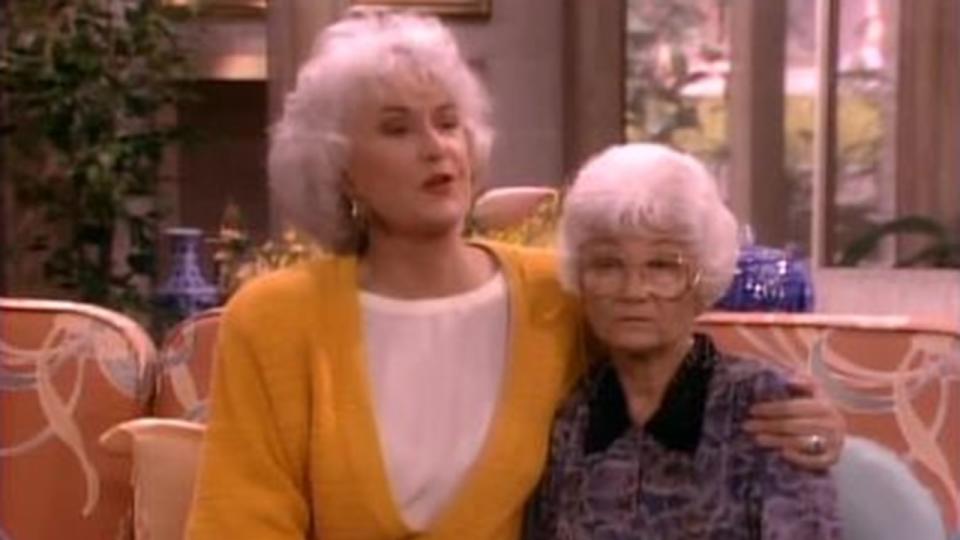 Bea Arthur as Dorothy Zbornak and Estelle Getty as Sophia Petrillo in The Golden Girls episode 