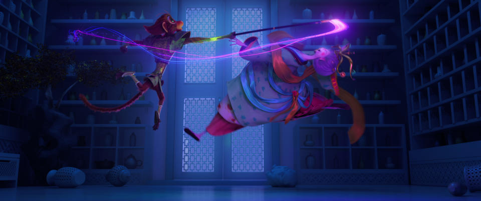 THE MONKEY KING - (L-R) MONKEY KING (Jimmy O. Yang) and WANGMU (voiced by Jodi Long). Cr: Netflix © 2023