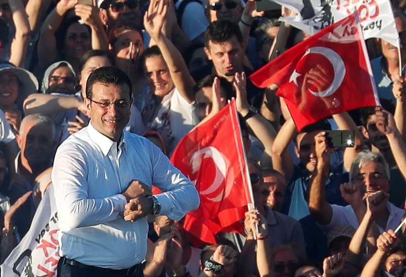 FILE PHOTO: Mayor of Istanbul Ekrem Imamoglu takes the office