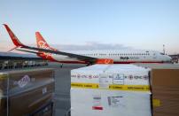 The International Committee of Red Cross (ICRC) sends cargo to Ukraine, during the coronavirus disease (COVID-19) outbreak, at Cointrin Airport in Geneva